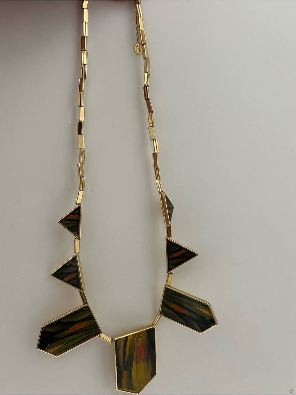 House of Harlow 1960 Gold-Tone Necklace with Olive Green & Amber Inlay - Picture 2 of 6